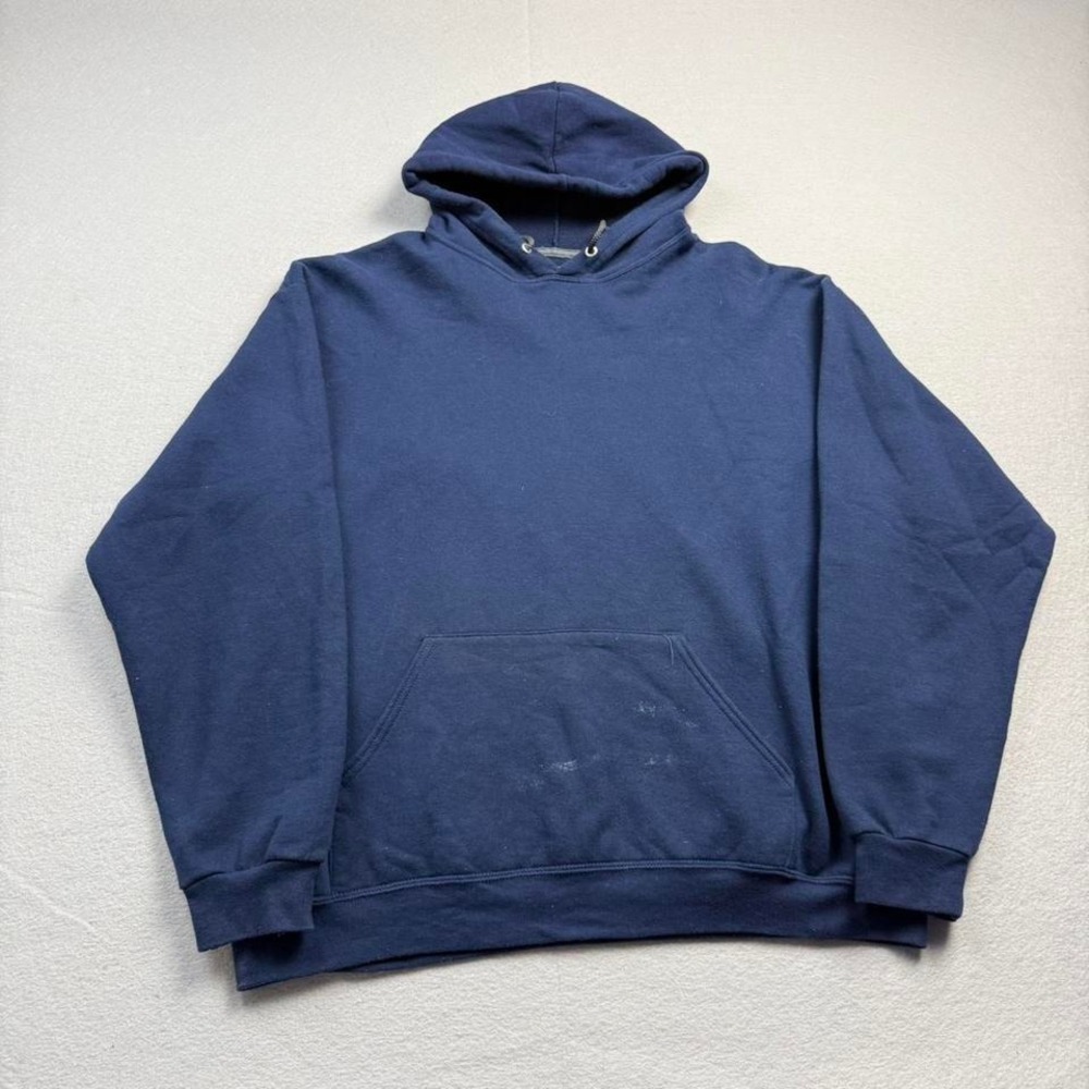 Fruit of the Loom Blank Hoodie Navy Blue Pullover XL